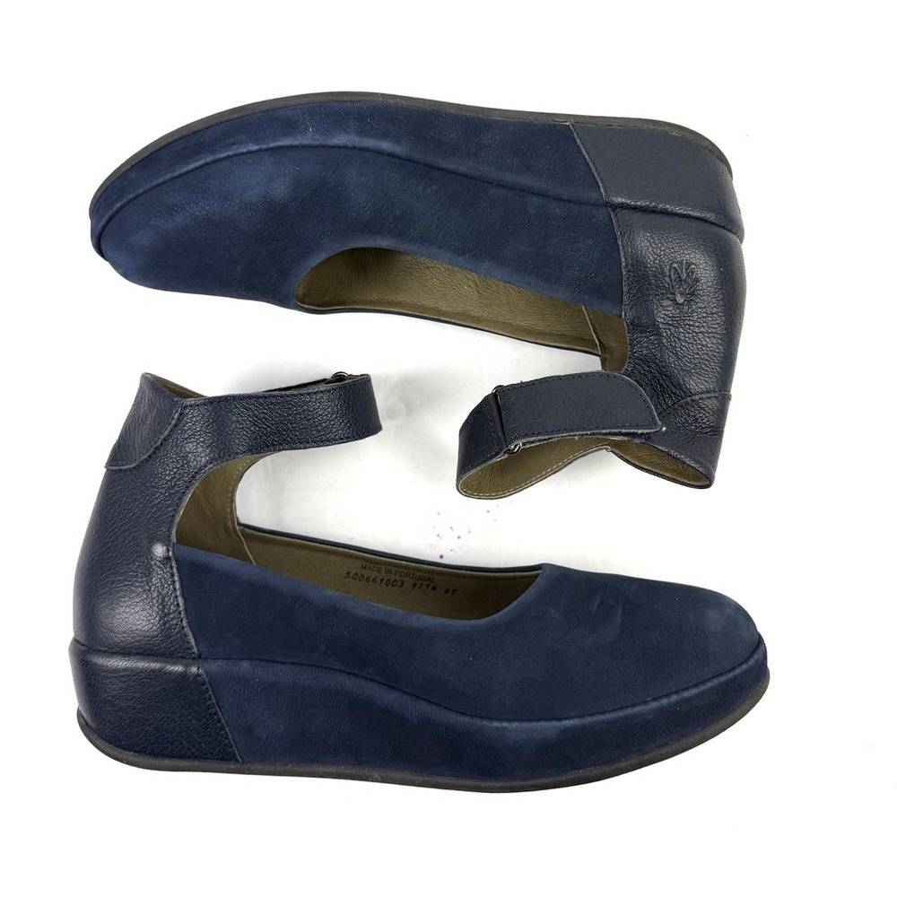 Fly London Shoes 41 Blue Suede Leather Ankle Strap Chunky Womens Portugal Rare
